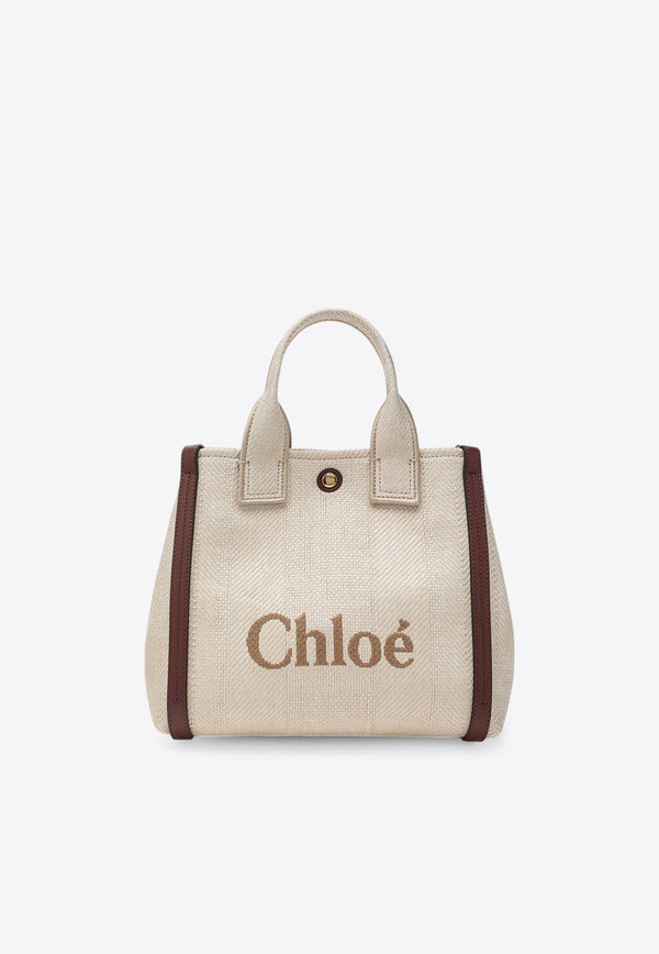 Chloé Small Carry Jacquard Canvas Tote Bag Beige CH25US911P19/R_CHLOE-24P
