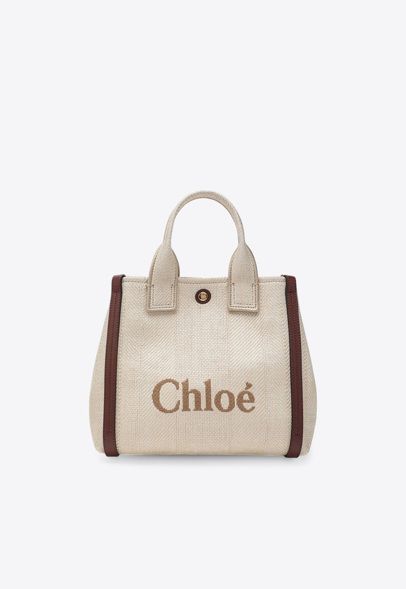Chloé Small Carry Jacquard Canvas Tote Bag Beige CH25US911P19/R_CHLOE-24P