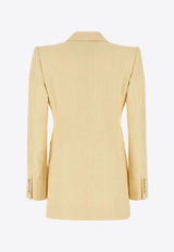 Chloé Double-Breasted Wool Blend Blazer Beige CH25UVE30434223 Straw Beige