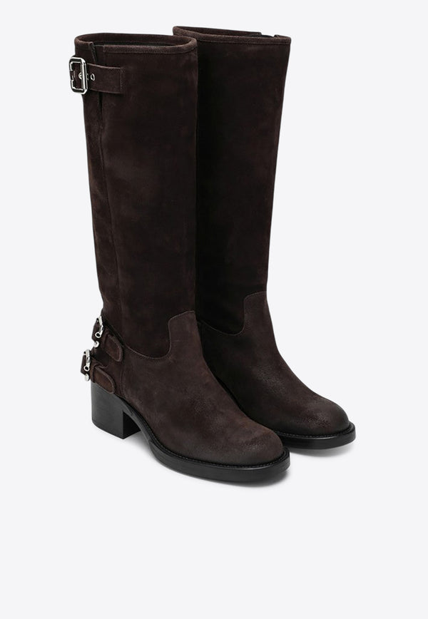 Chloé Dakota Knee-High Biker Boots Brown CH25W12EPX/R_CHLOE-28E