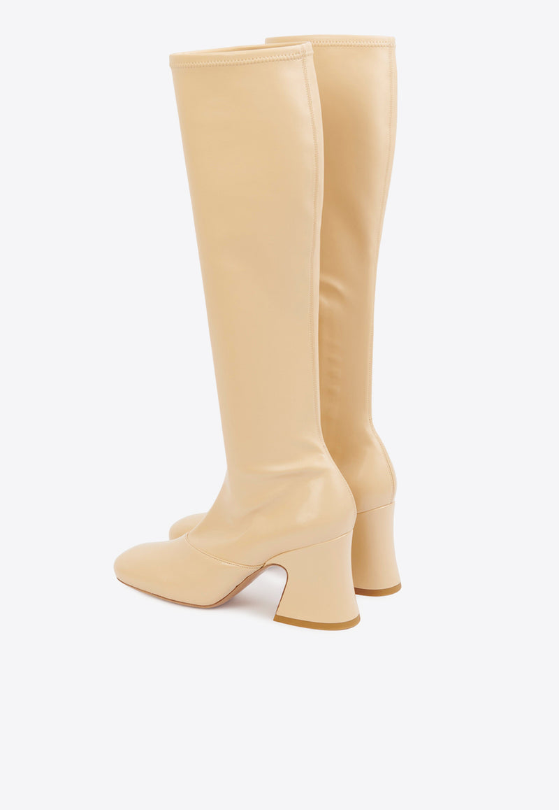 Chloé Janis 80 Knee-High Faux Leather Boots Beige CH25W13HUH/R_CHLOE-086