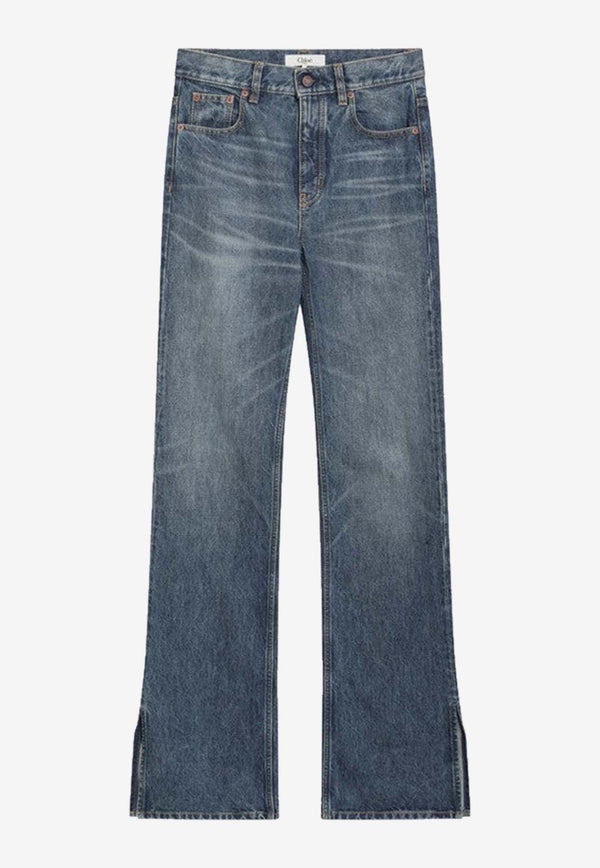 Chloé Logo Patch Washed Jeans Blue CH25WDP76153/R_CHLOE-4A1