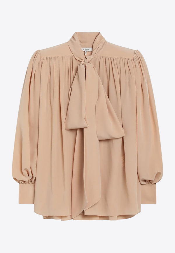 Chloé Silk Tied Blouse Sand CH25WHT05005/R_CHLOE-285