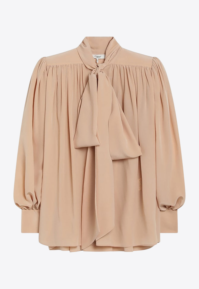 Chloé Silk Tied Blouse Sand CH25WHT05005/R_CHLOE-285