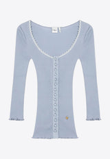 Chloé Scoop-Neck Fitted Cardigan Light Blue CH25WJC01185/R_CHLOE-49U