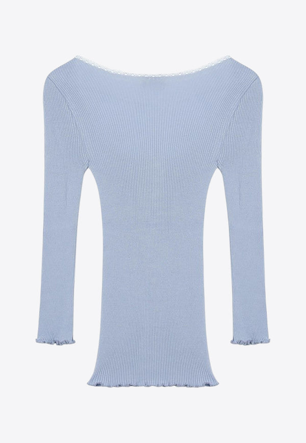 Chloé Scoop-Neck Fitted Cardigan Light Blue CH25WJC01185/R_CHLOE-49U