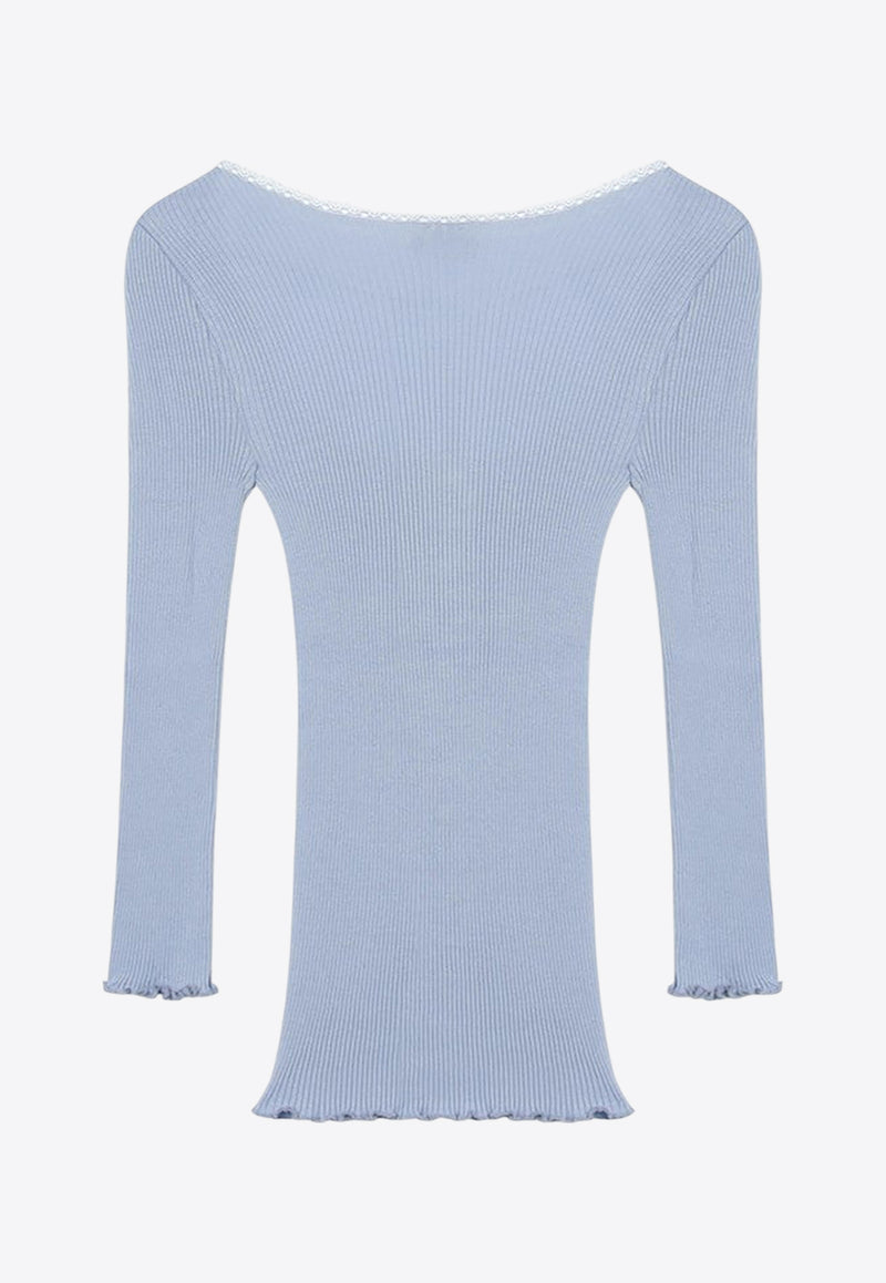 Chloé Scoop-Neck Fitted Cardigan Light Blue CH25WJC01185/R_CHLOE-49U