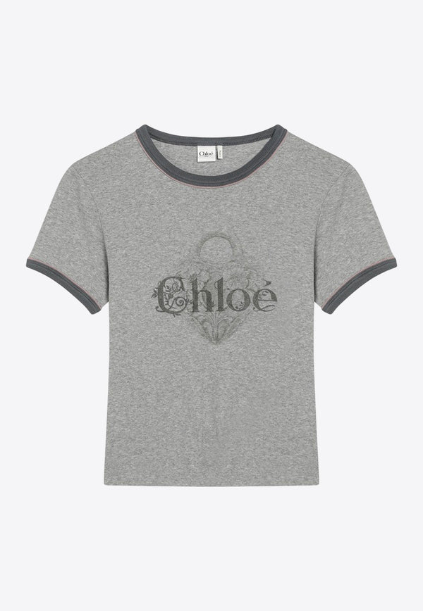 Chloé Logo Print Slim T-shirt Gray CH25WJH03195/R_CHLOE-01B