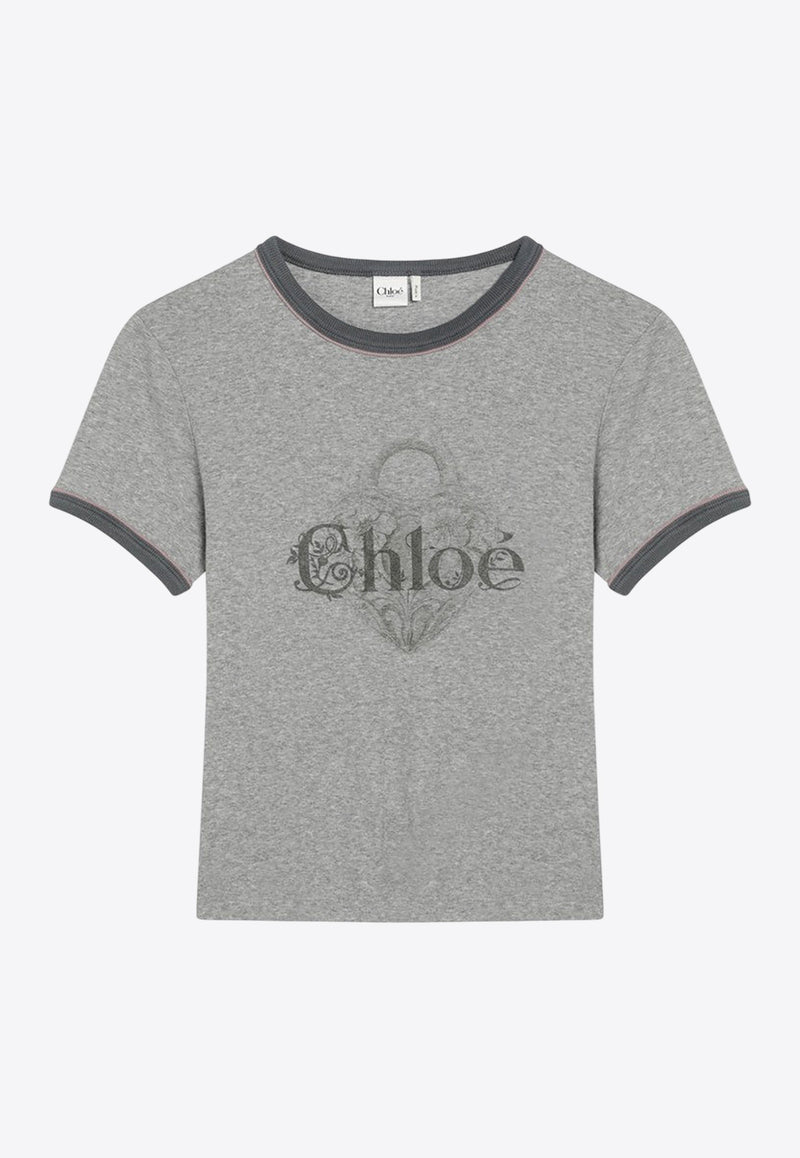 Chloé Logo Print Slim T-shirt Gray CH25WJH03195/R_CHLOE-01B