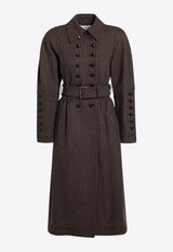 Chloé Double-Breasted Coat in Houndstooth Wool Gray CH25WMA61169/R_CHLOE-990