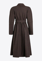 Chloé Double-Breasted Coat in Houndstooth Wool Gray CH25WMA61169/R_CHLOE-990