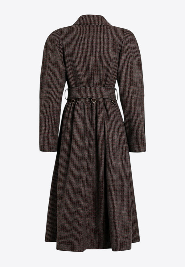 Chloé Double-Breasted Coat in Houndstooth Wool Gray CH25WMA61169/R_CHLOE-990