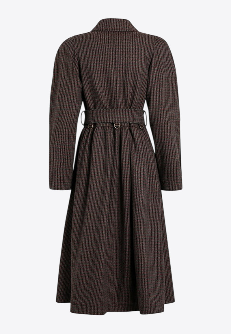 Chloé Double-Breasted Coat in Houndstooth Wool Gray CH25WMA61169/R_CHLOE-990