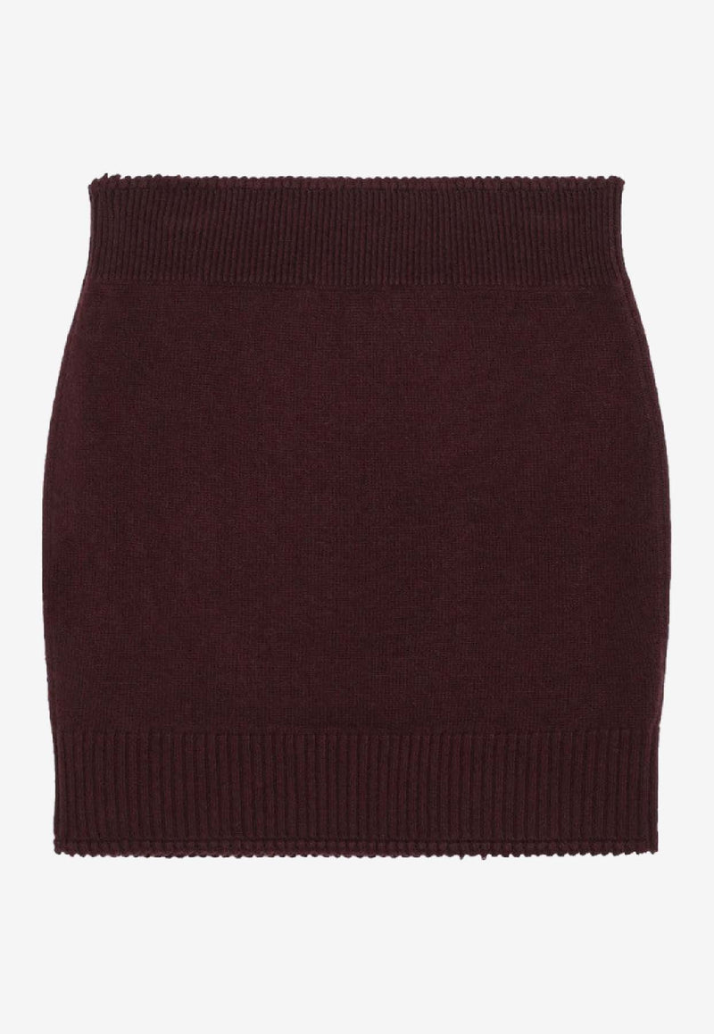 Chloé Argyle Wool Knit Mini Skirt Burgundy CH25WMJ03580/R_CHLOE-601