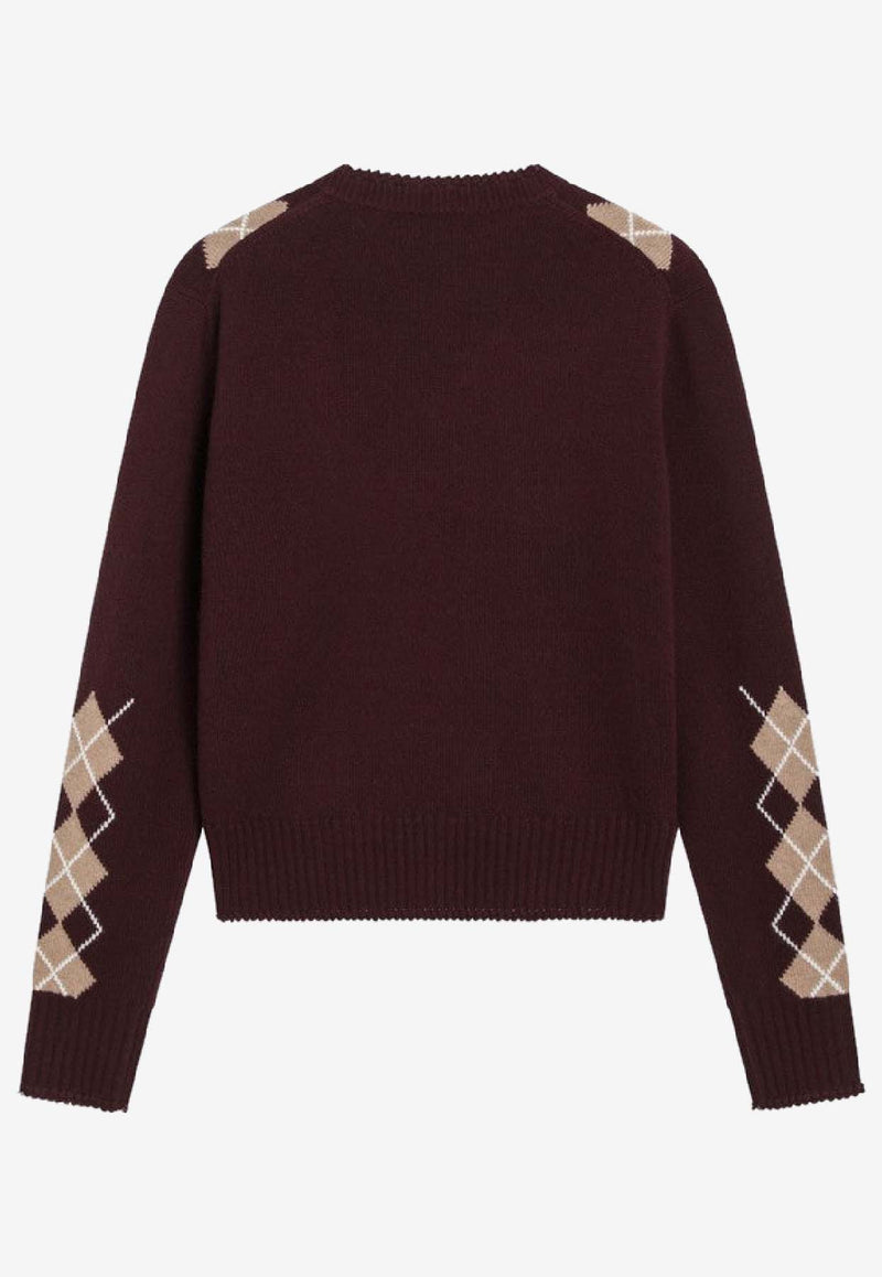 Chloé Argyle Wool Knit Sweater Burgundy CH25WMP01580/R_CHLOE-601