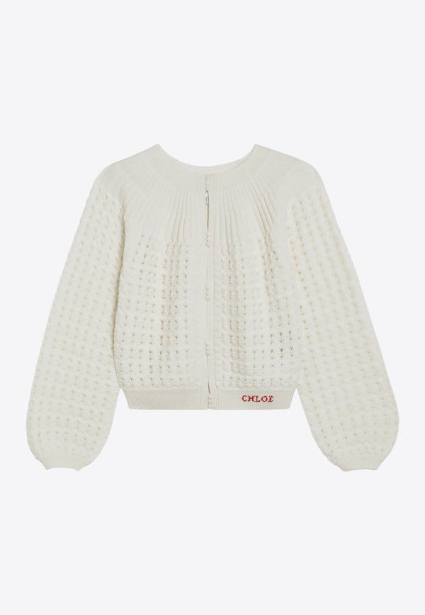 Chloé Knitted Cropped Cardigan White CH25WMP07590/R_CHLOE-107