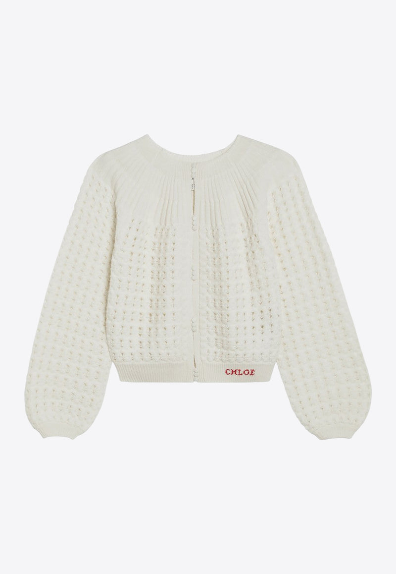 Chloé Knitted Cropped Cardigan White CH25WMP07590/R_CHLOE-107