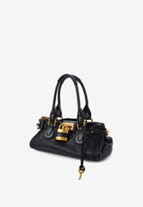 Chloé Paddington Grained Leather Top Handle Bag Black CH25WS802P75 001