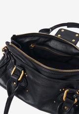 Chloé Paddington Grained Leather Top Handle Bag Black CH25WS802P75 001