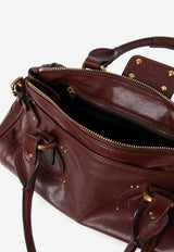 Chloé Paddington Grained Leather Top Handle Bag Brown CH25WS802P75 27M