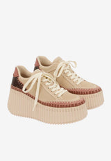 Chloé Nama Wedge Platform Sneakers Beige CH26A02IYK 236