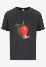 Chloé Strawberry Print T-shirt Black CH26AJH08289 070