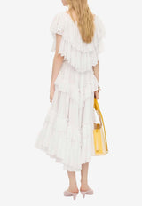 Chloé Ruffled Tiered Midi Skirt White CH26AJU75040 107
