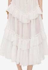 Chloé Ruffled Tiered Midi Skirt White CH26AJU75040 107
