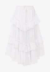 Chloé Ruffled Tiered Midi Skirt White CH26AJU75040 107