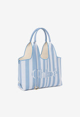 Chloé Stripy East-West Tote Bag Light Blue CH26AS767R65 440