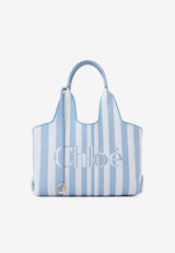 Chloé Stripy East-West Tote Bag Light Blue CH26AS767R65 440