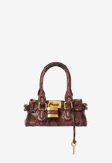 Chloé Small Paddington Bag in Python-Effect Leather Brown CH26AS805S76 623