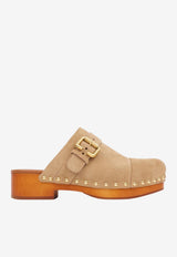 Chloé Jeannette 40 Suede Clogs Sand CH26S12ZRY 751