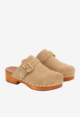 Chloé Jeannette 40 Suede Clogs Sand CH26S12ZRY 751