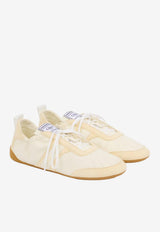 Chloé Kick Nylon and Suede Sneakers Cream CH26S15RVQ 24U
