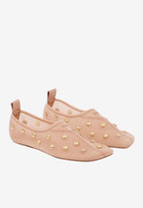 Chloé Rita Stud Embellished Mesh Flats Beige CH26S16TWE 26Y