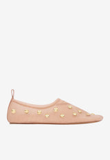 Chloé Rita Stud Embellished Mesh Flats Beige CH26S16TWE 26Y