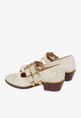 Chloé Susanna 40 Studded Leather Pumps Eggshell CH26S16WUR 122