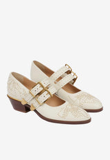 Chloé Susanna 40 Studded Leather Pumps Eggshell CH26S16WUR 122