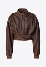 Chloé Vintage Leather Cropped Jacket Brown CH26SCV96204/S_CHLOE-233