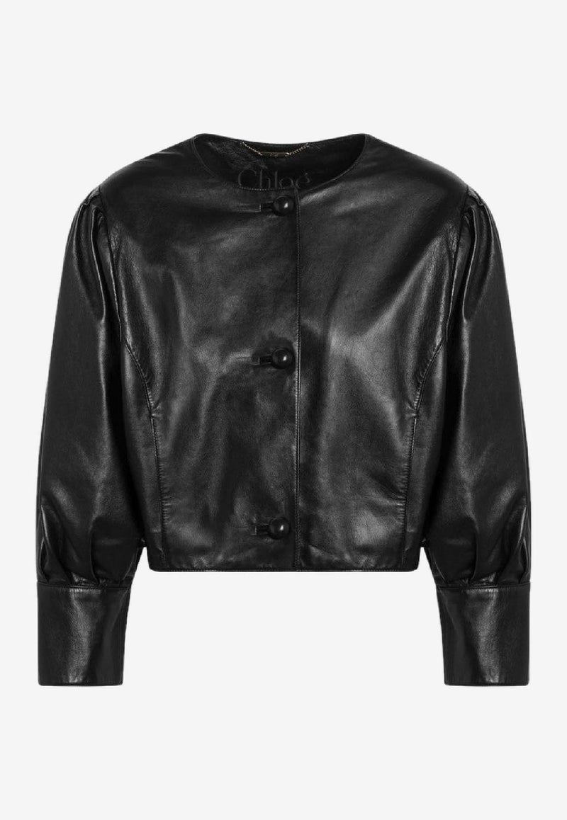 Chloé Cropped Leather Jacket Black CH26SCV97203/S_CHLOE-001