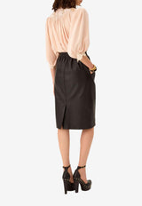 Chloé Fluid Puff-Sleeved Crepe De Chine Blouse Pink CH26SHT38005 6H6