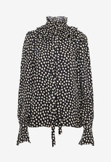Chloé Polka Dots Ruffled Silk Blouse Black CH26SHT70300 915