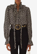 Chloé Polka Dots Ruffled Silk Blouse Black CH26SHT70300 915