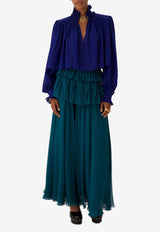 Chloé Gathered High-Neck Top Indigo CH26SHT90002 4C8