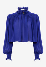 Chloé Gathered High-Neck Top Indigo CH26SHT90002 4C8