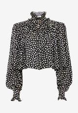 Chloé Polka Dots Silk Jacquard High-Neck Top Black CH26SHT90300 915