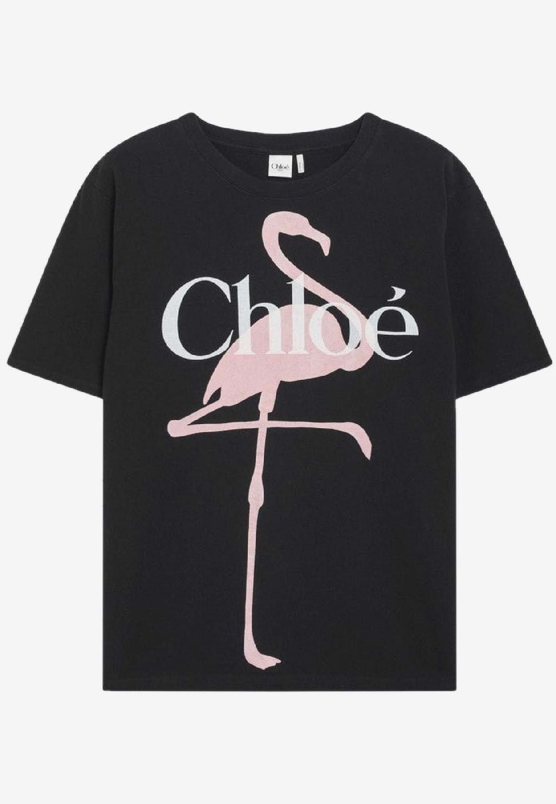 Chloé Flamingo Print T-shirt Black CH26SJH08194/S_CHLOE-070