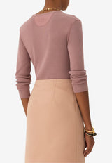 Chloé Henley Ribbed Long-Sleeved T-shirt Lilac CH26SJH30185 50C