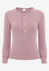Chloé Henley Ribbed Long-Sleeved T-shirt Lilac CH26SJH30185 50C